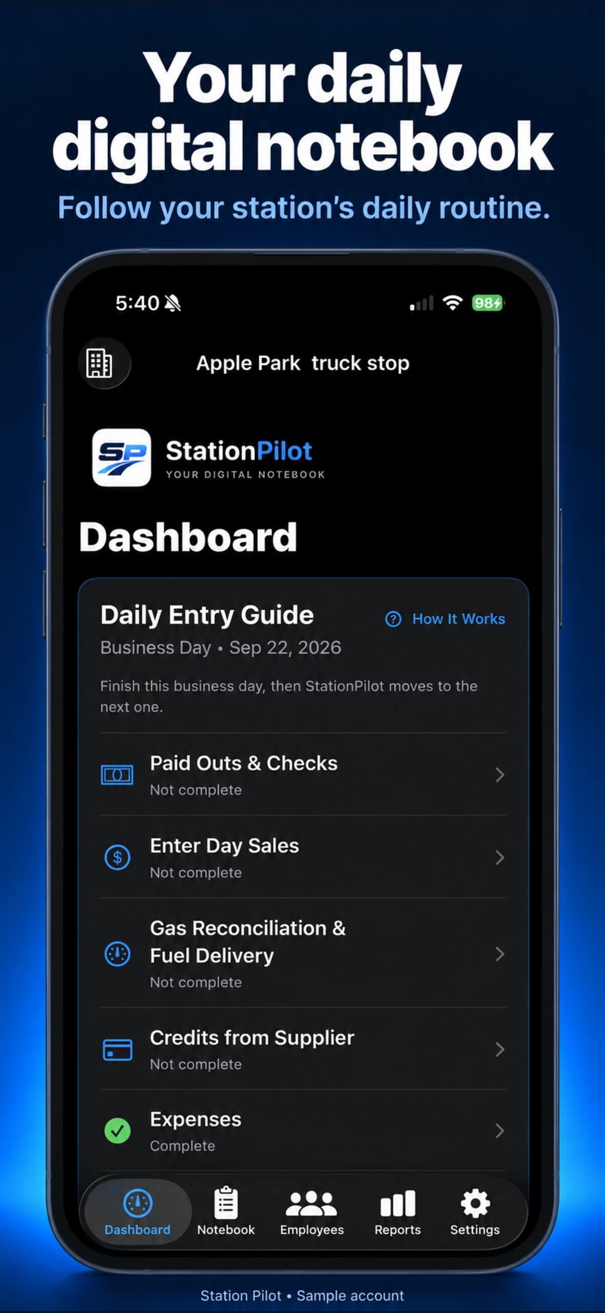 Station Pilot Build 50 daily entry guide and dashboard